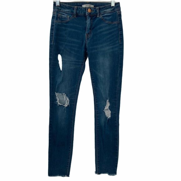 Refuge Jeans Distressed Womens Raw Hem Blue Size 0 - Picture 3 of 6